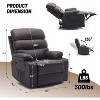 PU Leather Extra Wide Manual Recliner with Massage and Heat, Large Lazy Single Sofa with 1.5X Sponge Comfort Arm & Back for Living Room, Bedroom - 2 of 4