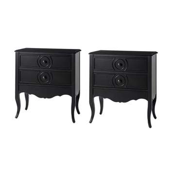Teresa 3 - Drawer Classical Nightstand with  Built-In Outlets Set of 2|HULALA HOME