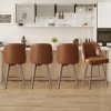 Bekrvio 26'' Counter Height Swivel Bar Stools Set of 4 —Backs and Wood Legs,Linen Fabric/PU Leather Upholstered Barstools for Kitchen Island - 4 of 4