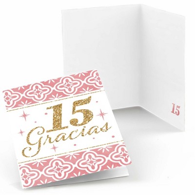 Big Dot of Happiness Mis Quince Anos - Quinceanera Sweet 15 Birthday Party Thank You Cards (8 count)