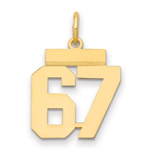 Black Bow Jewelry 14k Yellow Gold, Athletic Collection, Small Polished Number 67 Pendant - 1 of 3