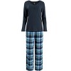Fruit of the Loom Women's Long Sleeve V-Neck Waffle Top and Flannel Bottom Pajama Set - 4 of 4