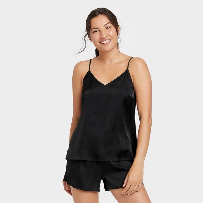 Women's Satin Cami and Shorts Pajama Set - Stars Above™ Black XL