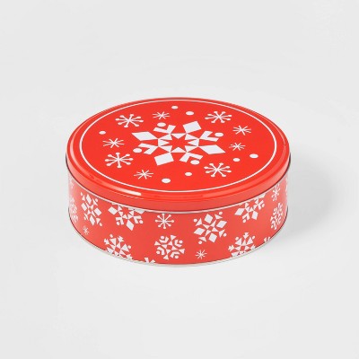 Round Medium Snowflake Cookie Tin Red - Wondershop™