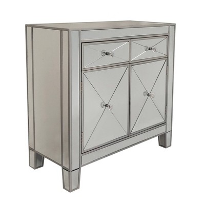 Mirrored Storage Cabinet with 2 Drawers and 2 Doors Silver/Clear - The Urban Port