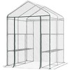Outsunny 56" x 56" x 77" Walk-in Greenhouse Kit, Portable Green House with 3 Tier Shleves, Roll-Up Door, PE Cover for Backyard Garden, Clear - 4 of 4