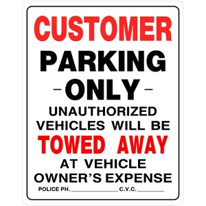 Hillman English White Customer Parking Only Sign 19 in. H X 15 in. W - Case of 6 - 1 of 1