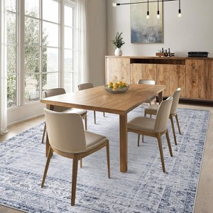 Vintage Bordered Washable Area Rug - Non-Slip Non-Shedding Stain Resistant Carpet, Soft Distressed Print Mat for Living Room, Nursery, Bedroom Office - 1 of 4