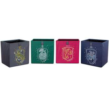 Ukonic Harry Potter Hogwarts Houses 11-Inch Storage Bin Cube Organizers | Set of 4