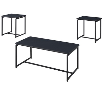 NicBex Modern Rectangle Coffee Table Set of 3 with Beveled Edges and Metal Frame for Living Room