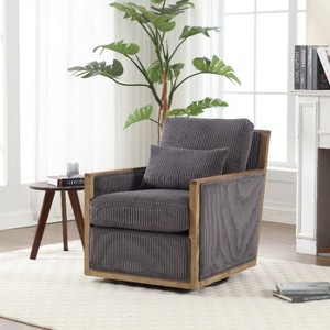 CAVINAS Swivel Barrel Accent Chair With 360 Degree Rotation, High-Density Foam Cushion, Soft Fabric Upholstery - 1 of 4