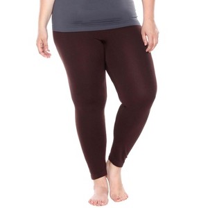 Women's One Size Fits Most Plus Size Super-Stretch Solid Leggings - One Size Fits Most Plus - White Mark - 1 of 3