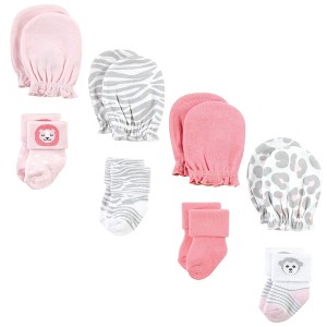 Hudson Baby Infant Girl Socks and Mittens Set, Safari Girl, 0-6 Months - 1 of 4
