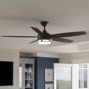 Urban Ambiance Luxury Modern Indoor or Outdoor Ceiling Fan,  15.6"H x 54"W,  Midnight Black, UHP9002 - 1 of 4