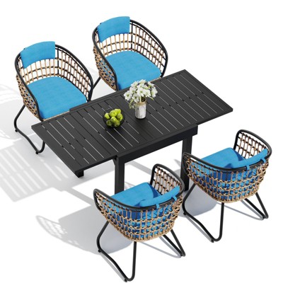 Crestlive Products Modern Aluminum Outdoor Dining sets Expandable Patio Dining Table with arm chairs for 4-10 People Outside