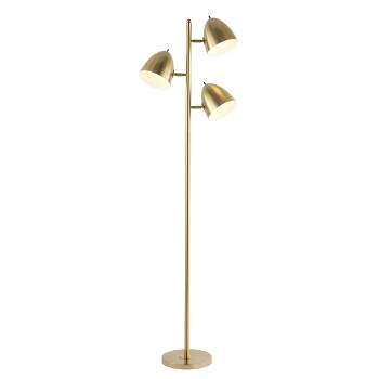 66.5" 3-Light Billy Modern Contemporary Iron LED Floor Lamp Brass Gold (Includes LED Light Bulb) - JONATHAN Y