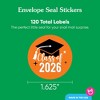 Big Dot of Happiness Class of 2026 Orange Grad Party Envelope Seal Stickers, Round Circle Stickers to Seal Cards, Graduation Envelope Seals, 120 Count - 3 of 4