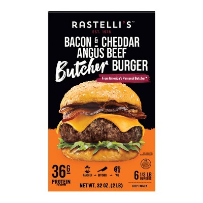 Rastelli's Angus Beef Bacon & Cheddar Butcher Burger - 2lbs/6ct