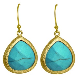 Zirconite Pear Shape Drop Earrings - Turquoise, Women