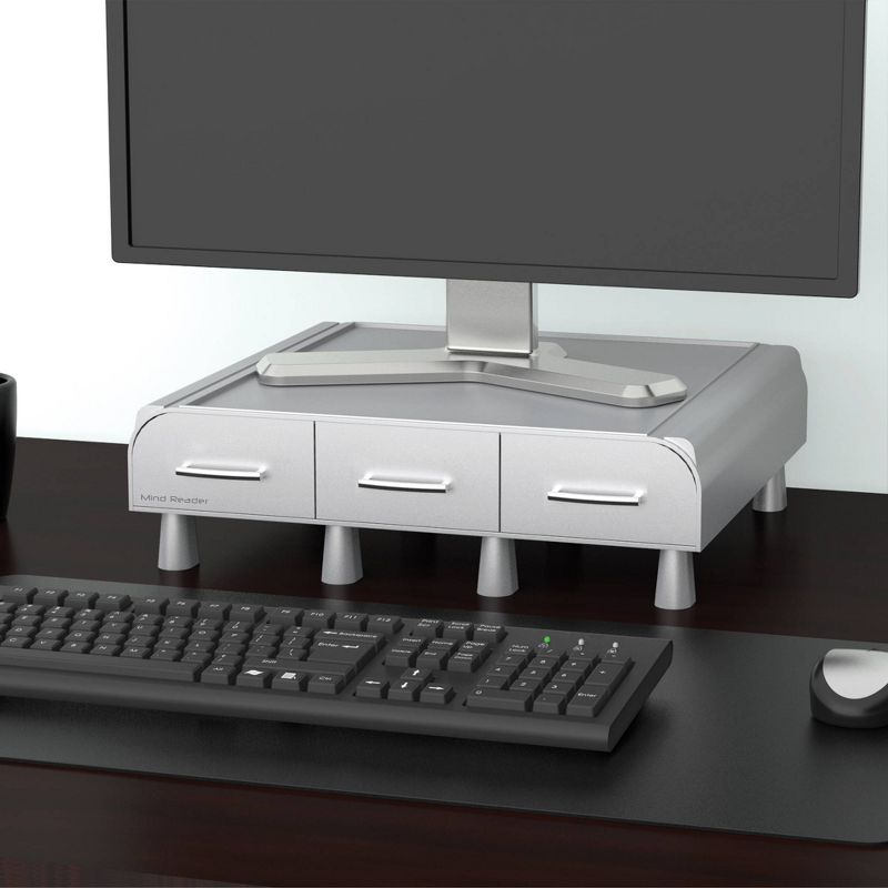 PC Laptop IMAC Monitor Stand Silver - Mind Reader, 3 of 10