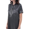 Alexander Del Rossa Women's Satin Nightgown, Boyfriend Style Short Sleeve Sleep Shirt - 3 of 3