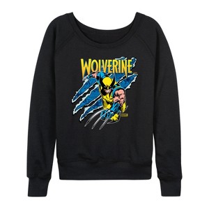 Women's - Marvel - Wolverine Slash Lightweight French Terry Wide Neck Long Sleeve Shirt - 1 of 4
