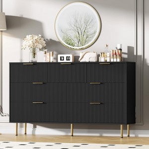 7 Drawers Dresser for Bedroom, Fluted Chest of Drawers with Gold Handle - 1 of 4
