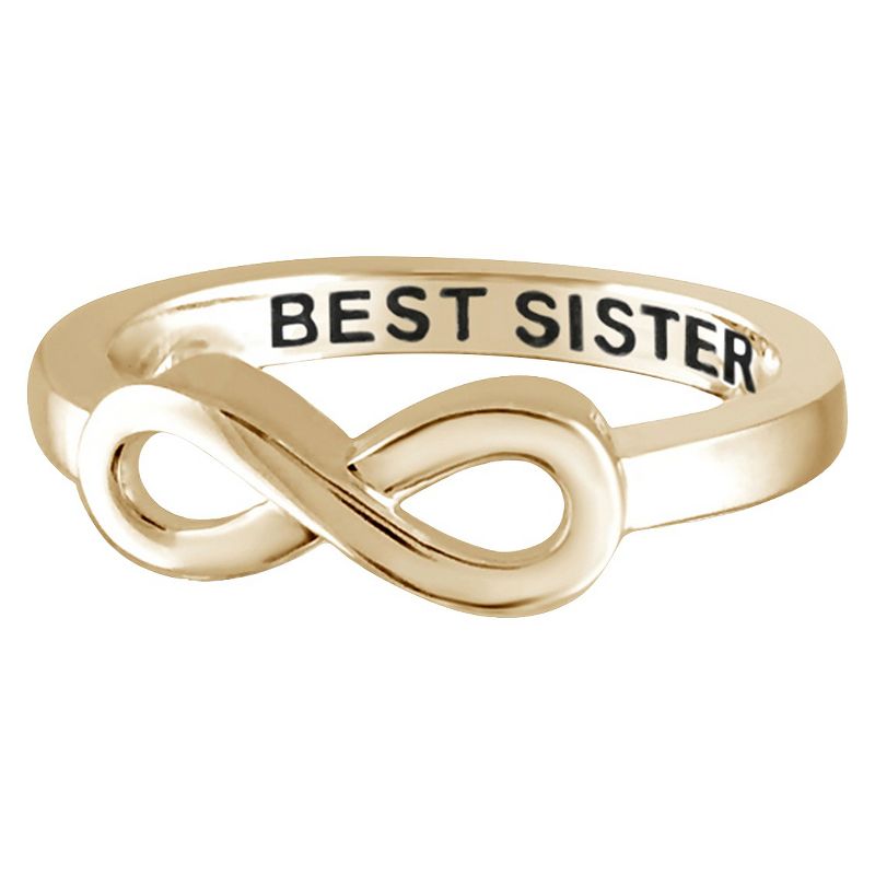 Women's Sterling Silver Elegantly Engraved Infinity Ring with "BEST SISTER", 1 of 2
