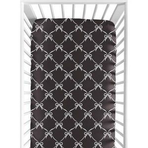 Sweet Jojo Designs Girls Baby Fitted Crib Sheet Ballerina and Ballet Bows Black and White - 1 of 4