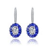 Guili Sterling Silver White Gold Plated Sapphire Blue Cubic Zirconia Leverback Earrings, a Stunning Fusion of Sparkling Elegance and Luxury - 4 of 4