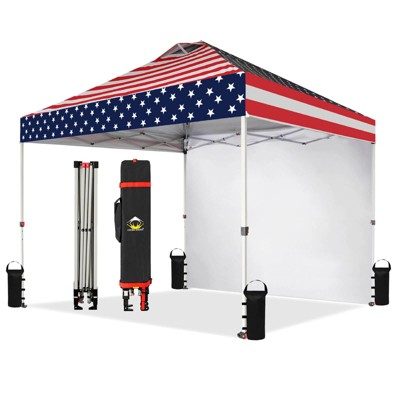 10x10 Recreational Centerlok Canopy & 1 Sidewall - Sto 'N Go, Silver Coated, 150D - RM100H-S1
