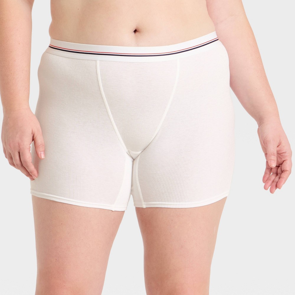 Women's Cotton Rib Boxer Briefs- Wild Fable™ White XXL