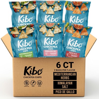 Kibo Chickpea Chips, 3 Flavor Variety Pack - 1 Oz Bag (Pack of 6)
