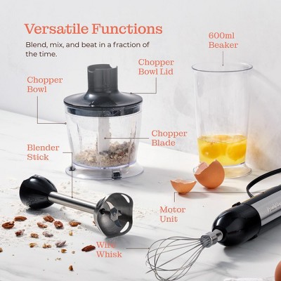 800W Stainless Steel 2-Speed Immersion Blender Set with Attachments