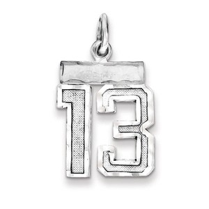 Black Bow Jewelry Sterling Silver, Varsity Collection, Small D/C Pendant, Number 13 - 1 of 4