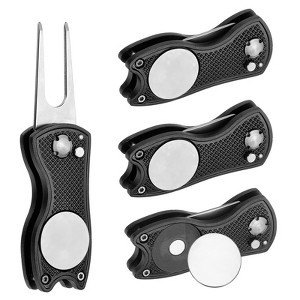 Unique Bargains Metal Foldable Magnetic Ball Marker Golf Divot Repair Tool 4 Pcs - 1 of 4