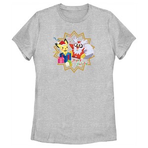 Women's Pokemon Christmas Pikachu and Delibird Happy Holidays T-Shirt - 1 of 4