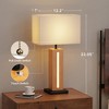 ROTTOGOON Table Lamps Set of 2, Dimmable Farmhouse Square Wood Grain Nightstand Lamps with Linen Shades for Living Room Bedroom - 4 of 4