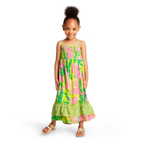 Toddler Girls Fan Dance Sleeveless Square Neck Maxi Dress Lilly Pulitzer For Target Pinkyellow - 