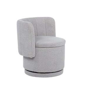 Lyngins Swivel Accent Chairs with Storage Space,Upholstered Swivel Reading Chairs with Backrest,Boucle Barrel Chairs for Bedroom,Living Room - 1 of 4