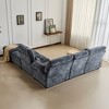 Whisen 119" 4-Seater Chenille Sofa, Sectional Sofa & Couch with 2 Ottomans, Adjustable Backrest,  4 Throw Pillows - 3 of 4