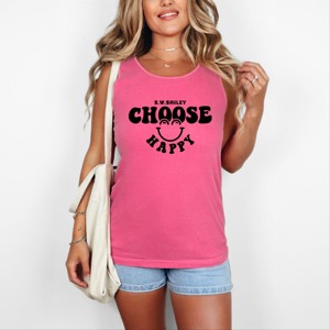 Simply Sage Market S.W.Smiley Choose Happy Bold Smiley Face Garment Dyed Tank - 1 of 4