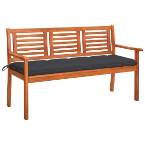 vidaXL Outdoor Patio Bench, Wooden Bench Loveseat Chair with Cushion, Garden Bench for Balcony Poolside Porch, Farmhouse Style, Solid Wood Eucalyptus - 1 of 4
