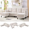 Mjkone Corduroy U-Shape Modular Convertible Sectional Sofa Couch,Upholstered 4-Seater Sofa with Movable Ottoman - 2 of 4
