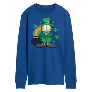 Men's - Garfield - Garfield Rainbow Shamrocks Patrick's Day Long Sleeve Graphic T-Shirt - 1 of 4