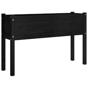 vidaXL Solid Wood Garden Planter - Elevated Wooden Planter Box for Outdoor Use, Weather-Resistant, Rectangular Design, Black, 43.3"x12.2"x27.6" - 1 of 4