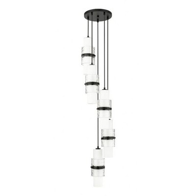 Matte Black 5-Light Spiral Chandelier with Glass Shades