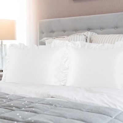 2 Pcs 20"x36" Silky Satin Envelope Pillow Cases White - PiccoCasa