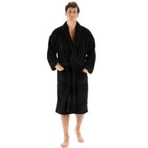 BC BARE COTTON Mens Shawl Robe Microfiber Plush Fleece Bathrobe - 1 of 4