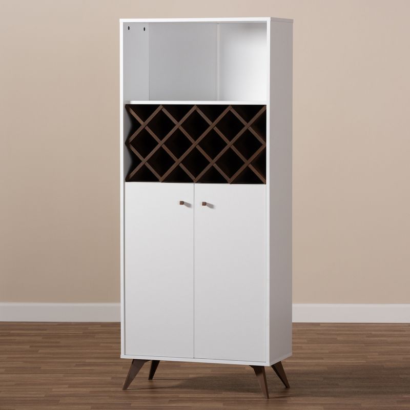 Serafino and Walnut Finished Wood Wine Cabinet White/Brown - BaxtonStudio, 5 of 11
